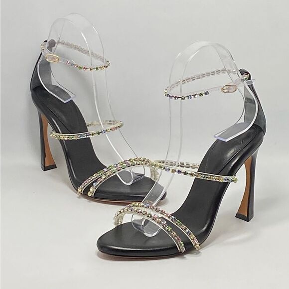 Alexandre Birman Dolores 100 Black & Sparkling Straps Sandal size 36.5 - Picture 1 of 12